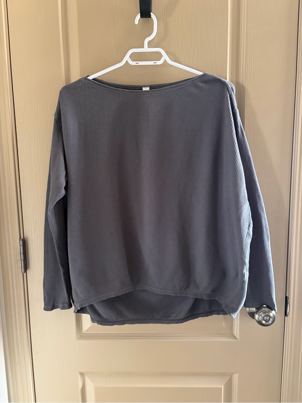 lululemon Back in Action Waffle Knit Long Sleeve Top Heathered Grey Size 4